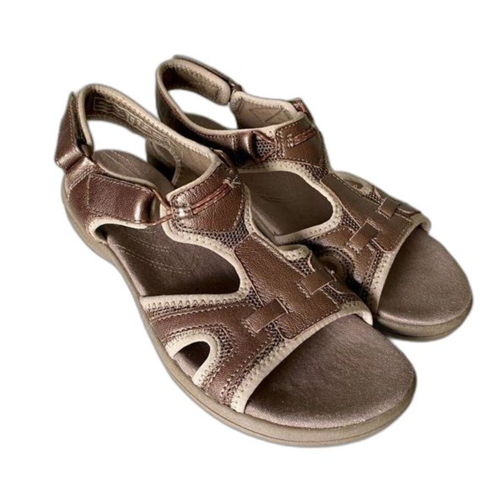 Clarks Leather Sandals Bronze Metallic Inmotion Quaid Slingback Strappy 6.5M